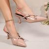 2025 temperament bag head sandals women's belt buckle shallow high heels pointed thin heel empty single shoes