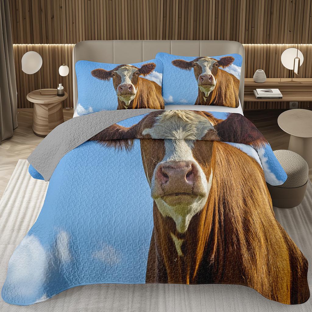 Cute Milk Cow Bedspread Set Twin Queen King Size Farm Animal Print Quilt Set Farmhouse Coverlet Set For Boys Teen Bedroom Decor