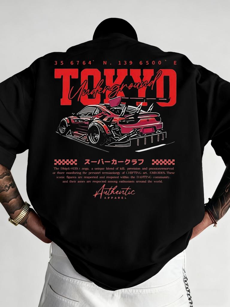 Unisexs Large JDM TShirt Japanese Drift Racing Anime Graphic Tee with Drift Car JDM Lettering Unisexs Tshirts for Summer