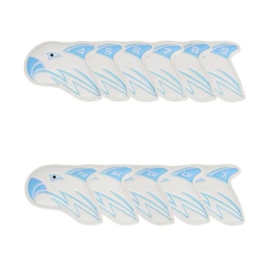 11Pcs Golf Club Cover Faux Leather Club Protective Headcovers Eagle Pattern Golf Iron Wedge Head Cover Golf Accessories for All Golf Clubs