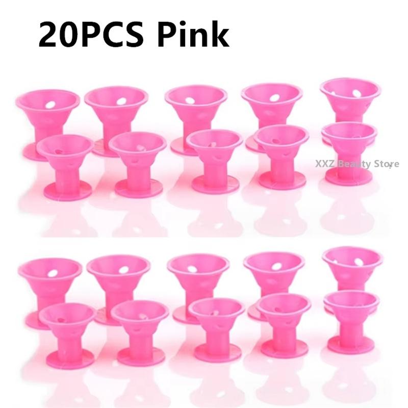 10/20PCS Pink Magic Hair Care Rollers Soft Silicone Hair Curler No Heat No Clip Hair Curling Styling DIY Tool For Curler Hair