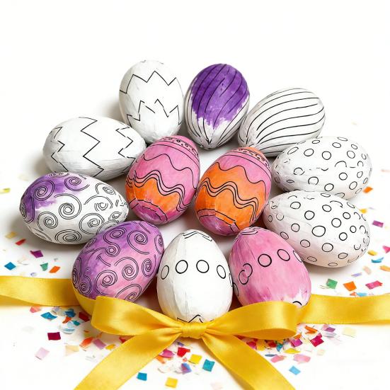 12 Pcs Foam Easter Eggs for Crafts DIY Painting Fake Eggs for Easter Christmas Holiday Art Crafts Making School Projects