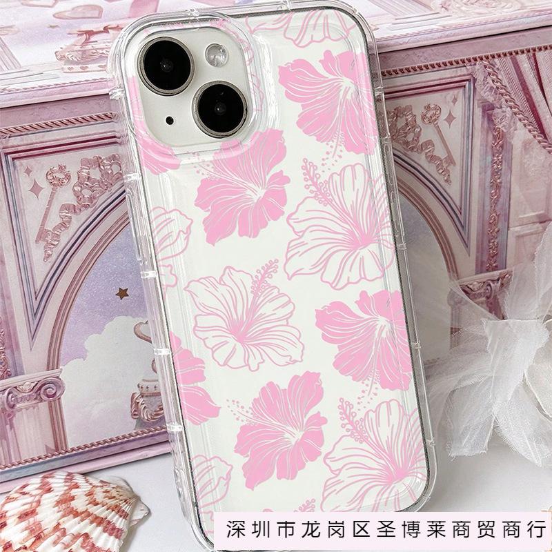 Retro Big Flower iPhone15promax Phone Case Apple 14 Transparent 13/12 Airbag Anti-drop 11 Soft Xsm