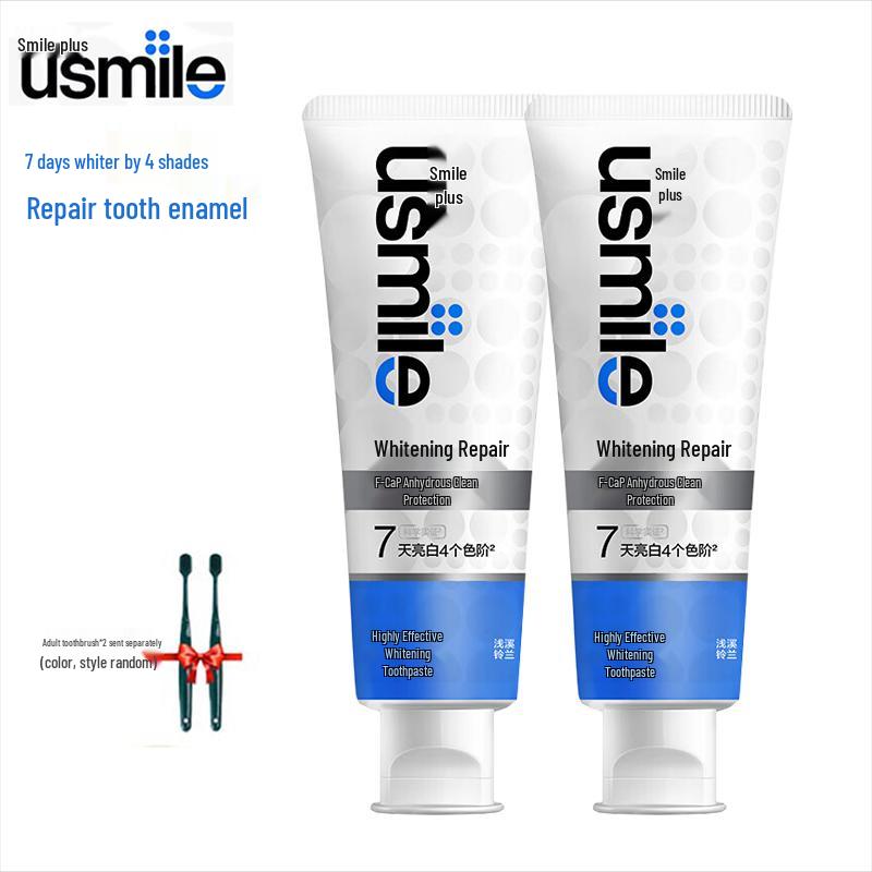 Usmile Lily of the Valley Whitening & Repair Toothpaste (2x100g + 2 Brushes)