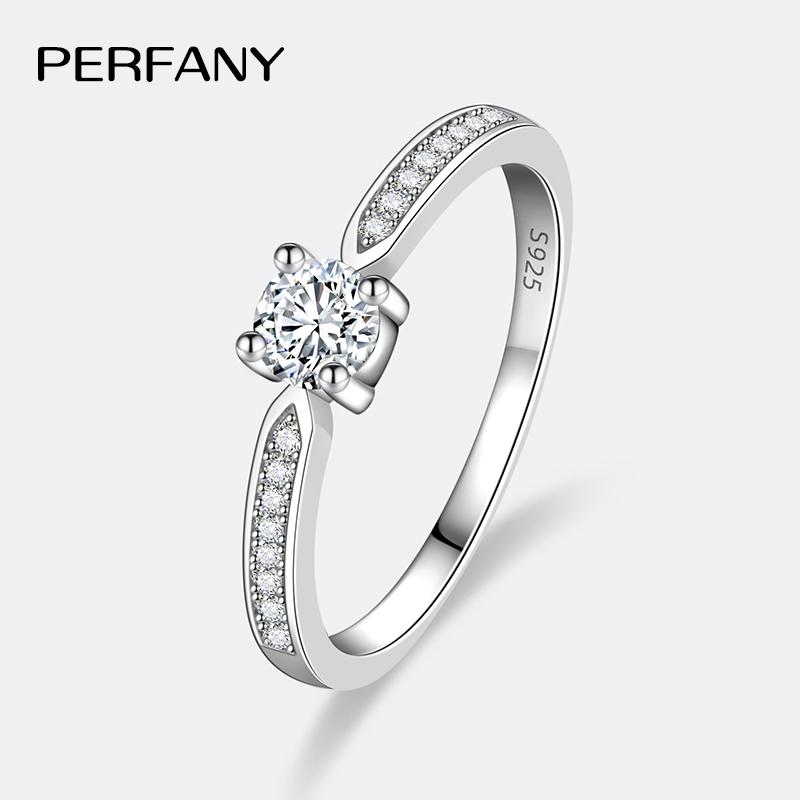 

PERFANY 0.3CT Moissanite Ring for Women S925 Pure Silver Four Claw Laboratory Diamond Compact and Exquisite Wedding Jewelry 5