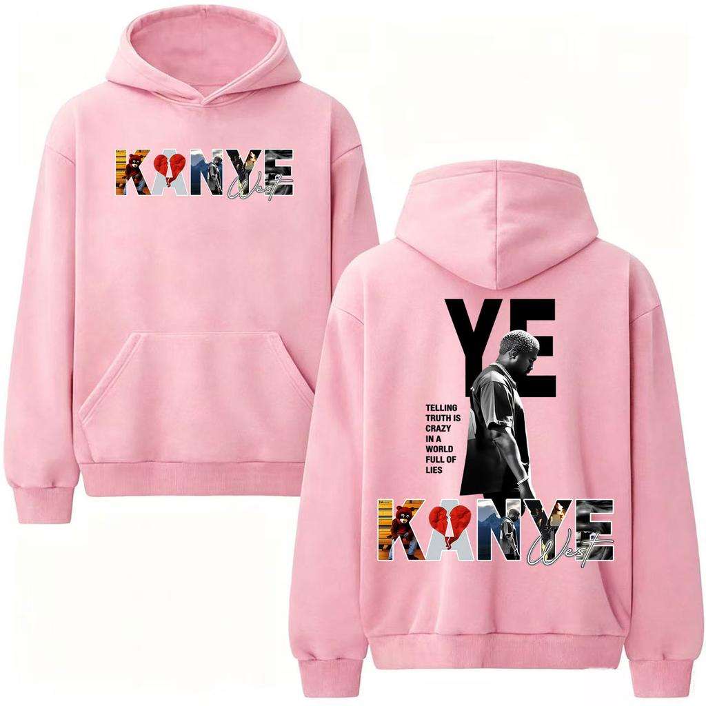 Kanye West Rapper Hoodies Telling Truth Is Crazy in A World Full of Lies Pullovers Unisex Harajuku Gothic Fashion Sweatshirts