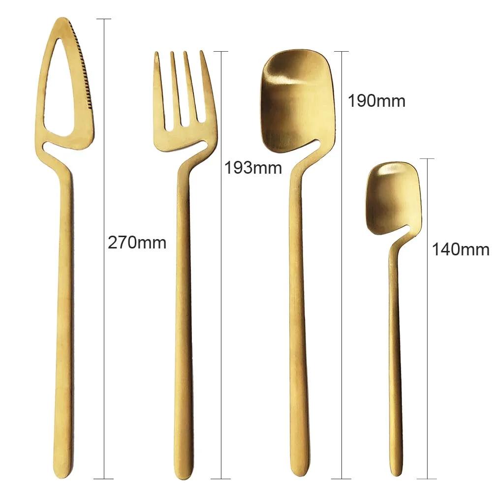 Cutlery Curved Handle Can Hang Cup Spoon Dessert Knife Fork Spoon Dinnerware Sets Kitchen Decor Spoon Fork Knife Tableware Set
