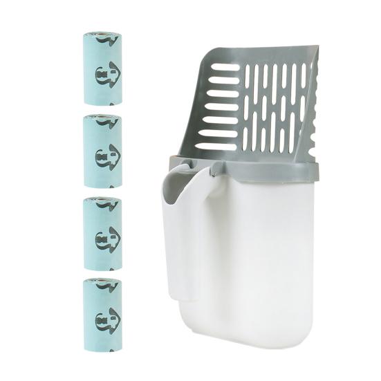 Cat Litter Scoop with Waste Bin Self-Cleaning Toilet Shovel Easy-to-Use Handle Garbage Bag Holder Cat Supply