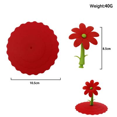 Für ein besseres Leben 1 Stück Silikon-Wasserbecherdeckel Staubschutz Dichtungen Glasdeckel Abdeckung Niedliche Blumen Verzierungen Leicht zu reinigen Geruchlos Griff