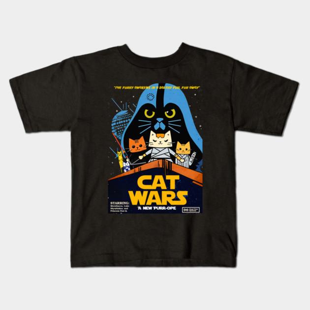 Boys Girls Soft Cotton Graphic Tees Cat Wars: Movie Parody Breathable Daily School Wear Kids T-Shirts