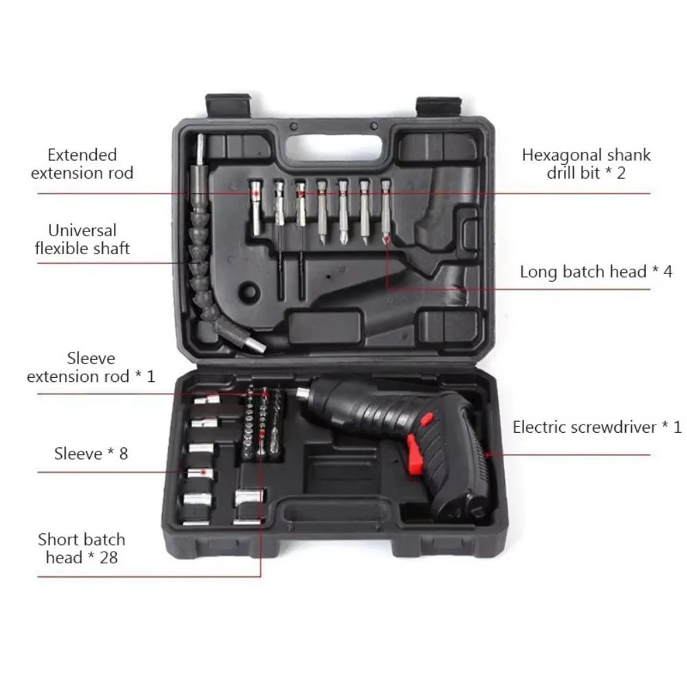 3/15/47PCS Power Tools Set 3.6v Electric Screwdriver Kit Portable Power Tool Screw Removal Rechargeable Cordless Impact Drill