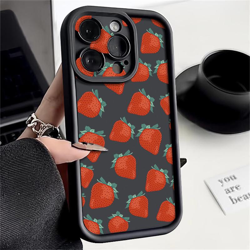 Luxury Fruits Pattern Phone Case For iPhone 16 16e 15 14 13 12 Pro Max Plus 11 Clear TPU Shockproof Cover