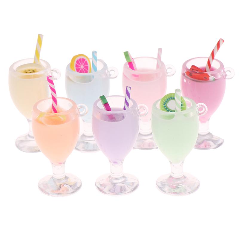 5pcs Miniature Dollhouse Adorable Resin Milkshake Juice Candy Sugar ice Cream Pretend Enjoy Food designed for Pretend Enjoy Kitchen Decor Playthings
