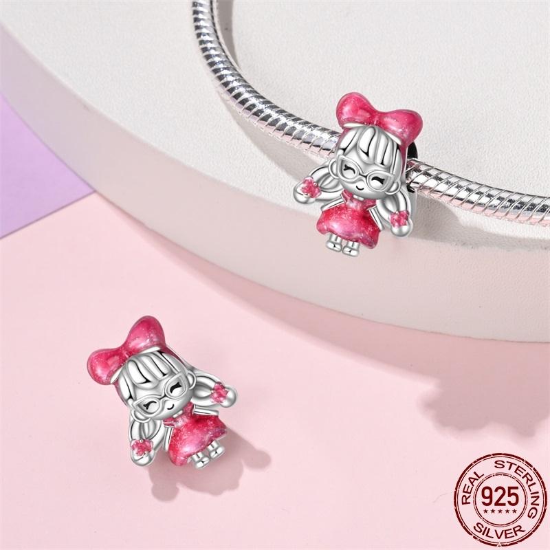 Genuine Copper Pink Princess Series-Crown Pendant Fit 3Mm Pan Bracelet Diy Charm For Women Jewelry Fashion Gift