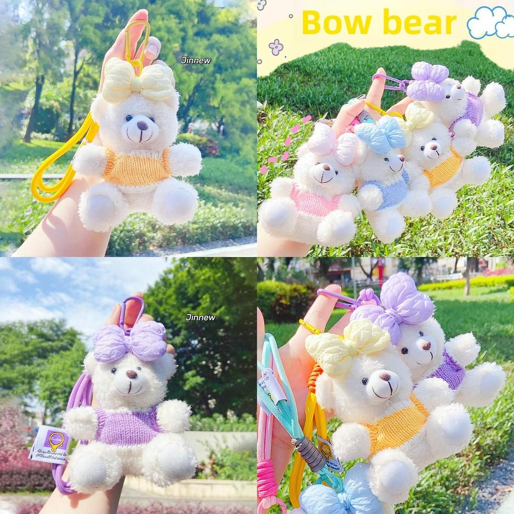 Plush Bow Bear Toy Cartoon Animal Doll Keychain Backpack Pendant Gift Holiday