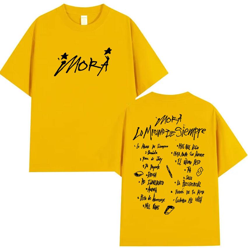 2025 Summer Singer Mora Lo Mismo De La Otra Vez Tour Album T Shirts Men Women ONeck High Quality Cotton TShirts Streetwear