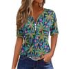 Women's T Shirt Tee Print Button Short Sleeve Daily Weekend Fashion Basic V- Neck Regular Top