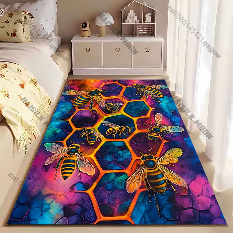 Bees vibrant honeycomb teamwork carpet Yoga living room room decor children's crawling mat doormat area rug games mat