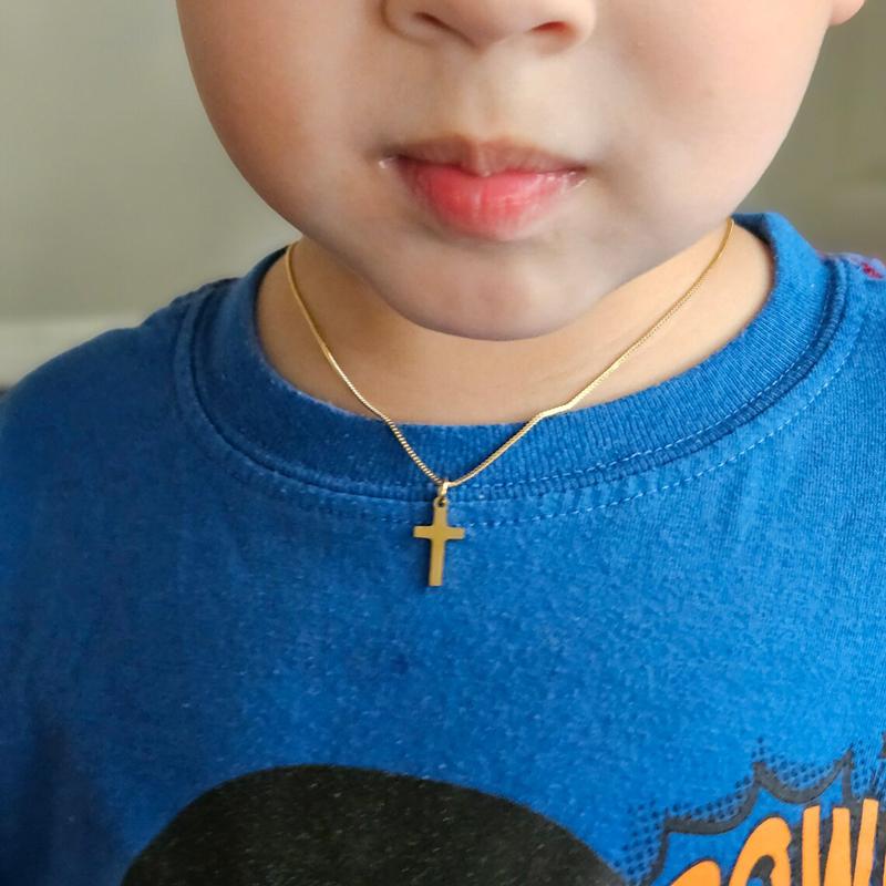Custom Engraved Name Gold Plated Cross Necklace For Kids Girls Boys Personalized Children Jewelry Gifts