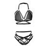 Fashion Women's Sexy Cross Strap Hollow Out Funny Lingerie Two-piece Sexy Underwear