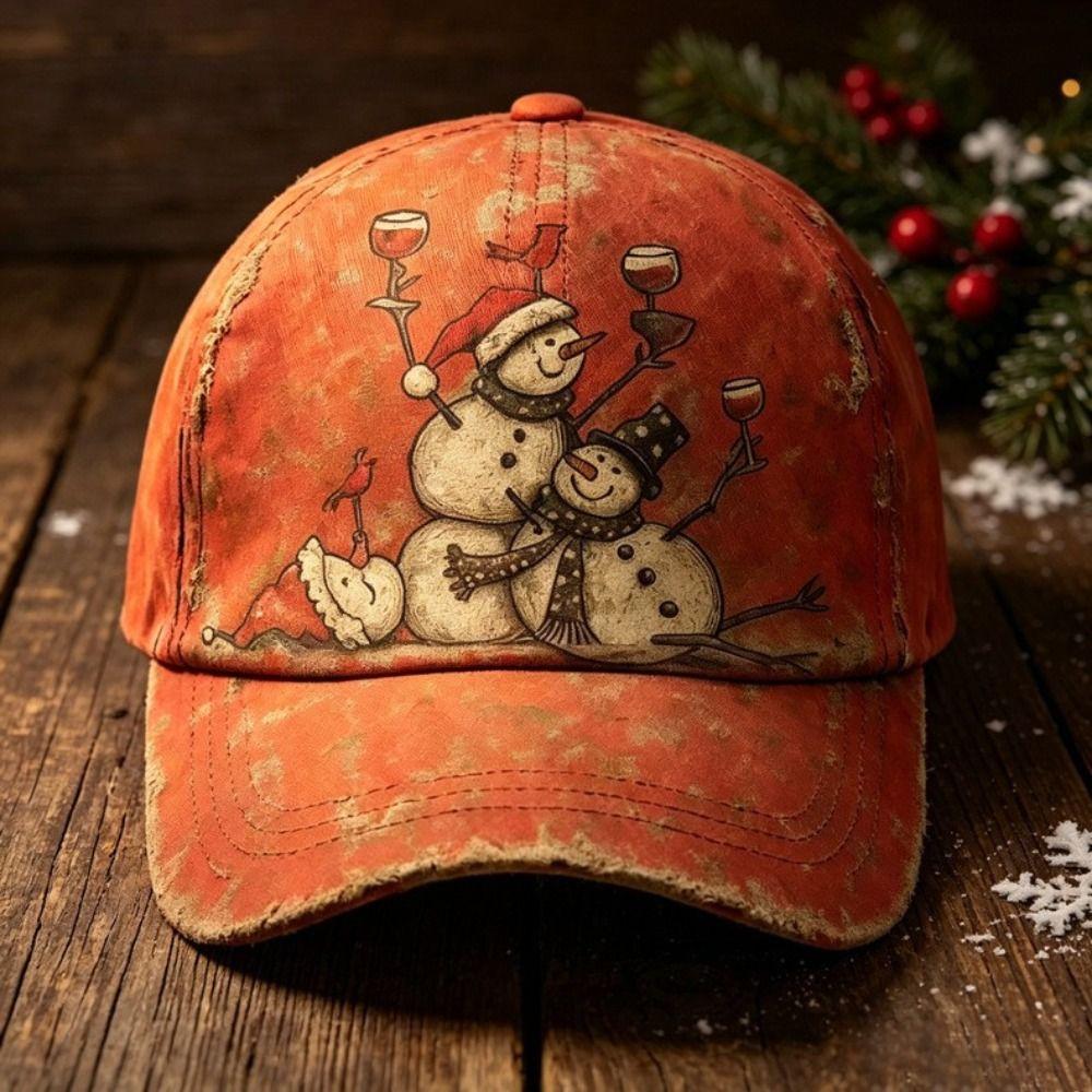 56-60cm Adjustable Distressed Christmas Baseball Cap Retro Santa Claus Hat Adults