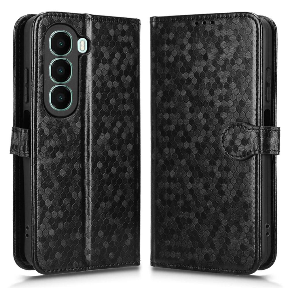 For itel A95 5G Wallet Case Dot Pattern Imprint PU Leather Phone Cover with Wrist Strap
