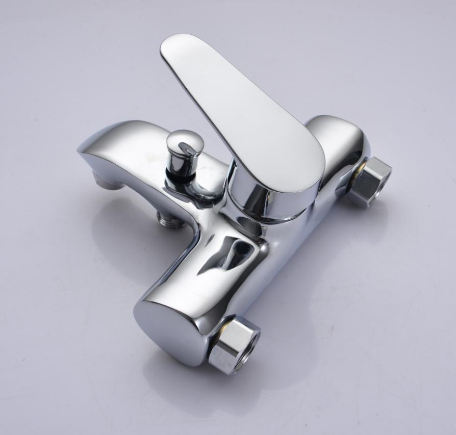 Modern Design Zinc Alloy Dual Handle Polished Bath Mixer Tap Lift Diverter Valve Brass Valve Core Shower Tub Combo Hotel Villa