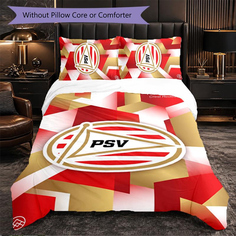 PSV Eindhoven FC Themed Bedding 3Pcs Duvet Cover Set Decorative Bed Linen For Teen Room Home Decoration