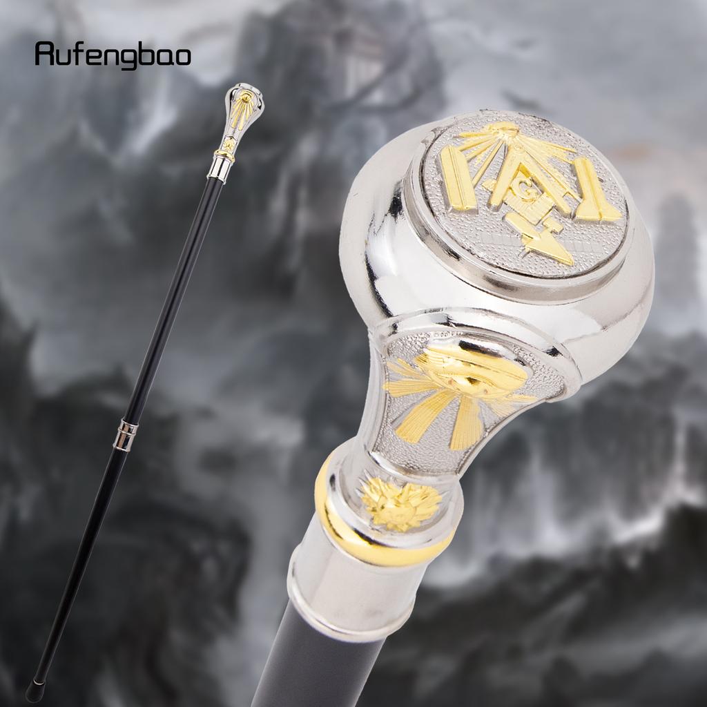 Golden White Freemasonry Freemasons VG Totem  Walking Cane Fashion Walking Stick Gentleman Crosier Knob Walking Stick 93cm