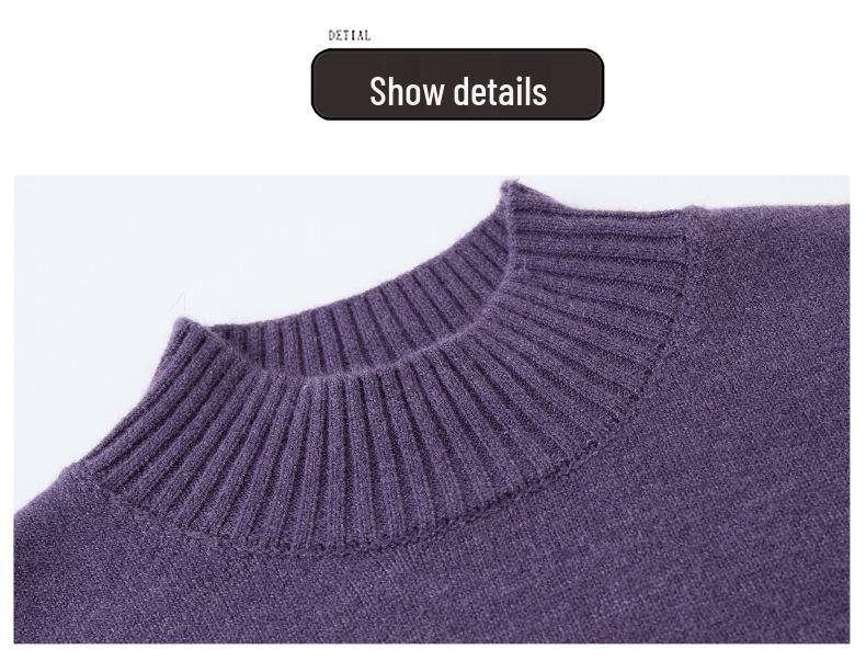 2025 Women's Stylish Loose High Neck Knit Sweater Dress - Mid-Length, Winter Inner Layer for Moms
