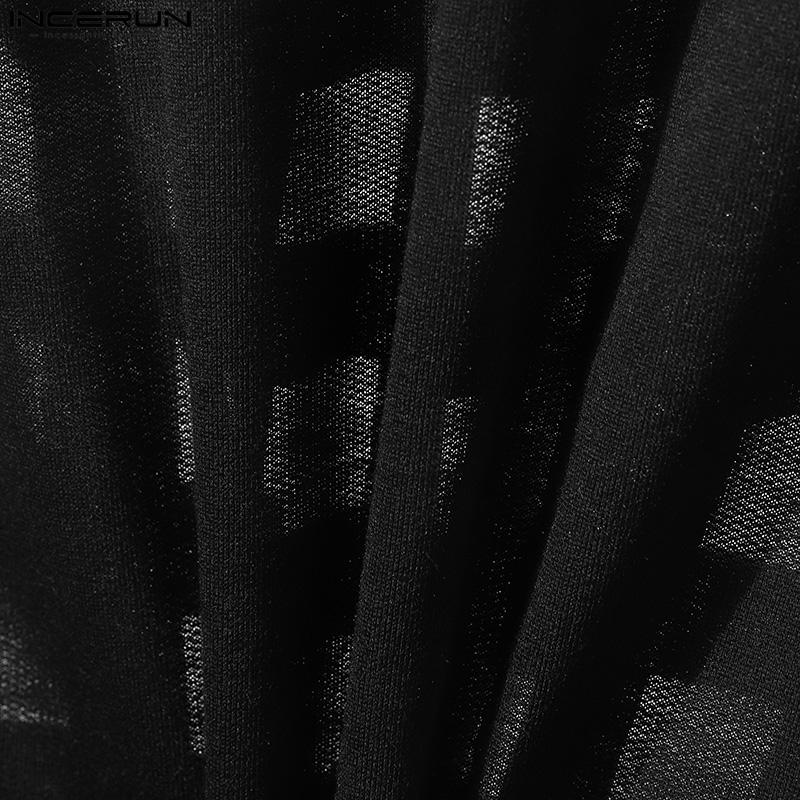 INCERUN Pánské kostkované topy bez rukávů Průhledná tílka dutá vesta