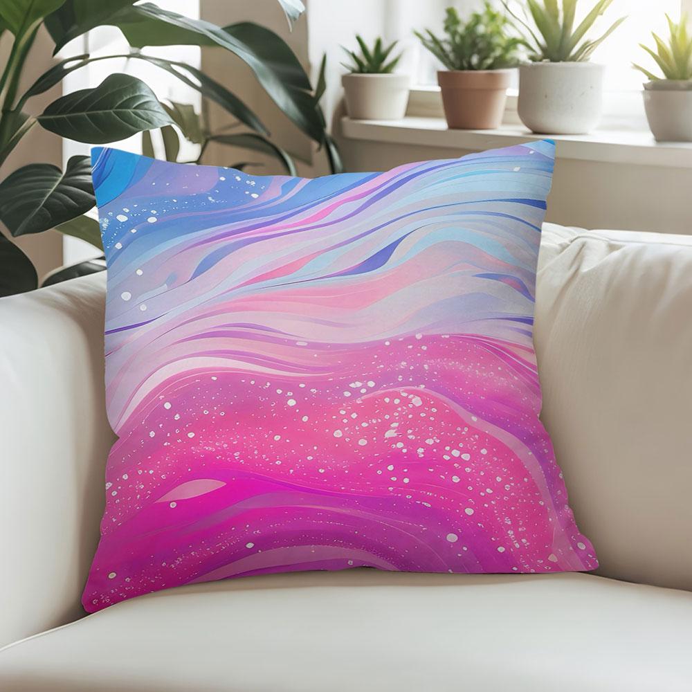 Blue - Pink Wave Flow Square Jacquard Pillow Cover for Sofa Office Waist Cushion Cover Home Decorative Pillowcase