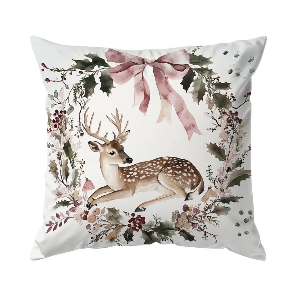 Watercolor Christmas Decor Pillowcase Printed Polyester 45x45cm Throw Pillowcover Decorative Sofa Cushion Pillowslip Home Decor