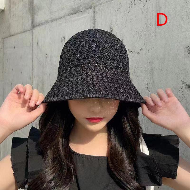 Bucket Hat Designer Wide Brim Women Bucket Hat Summer Straw Woven Sun Visor Hats Hollow Hat Striped Beach Hat
