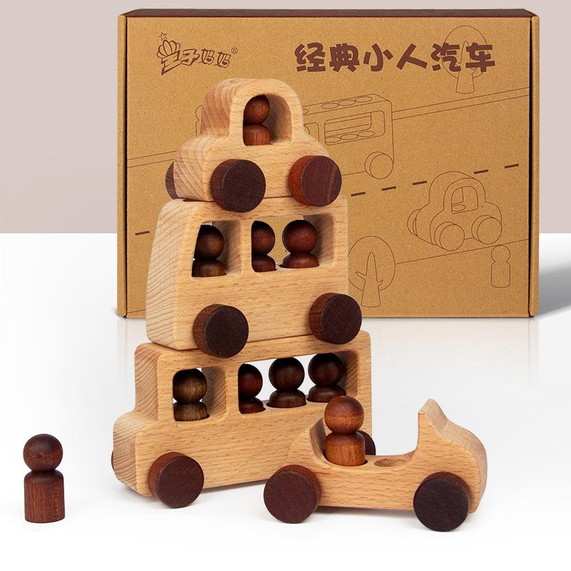 

Baby rainbow man log color simulation car cognitive model toy building block stacked high wooden toy