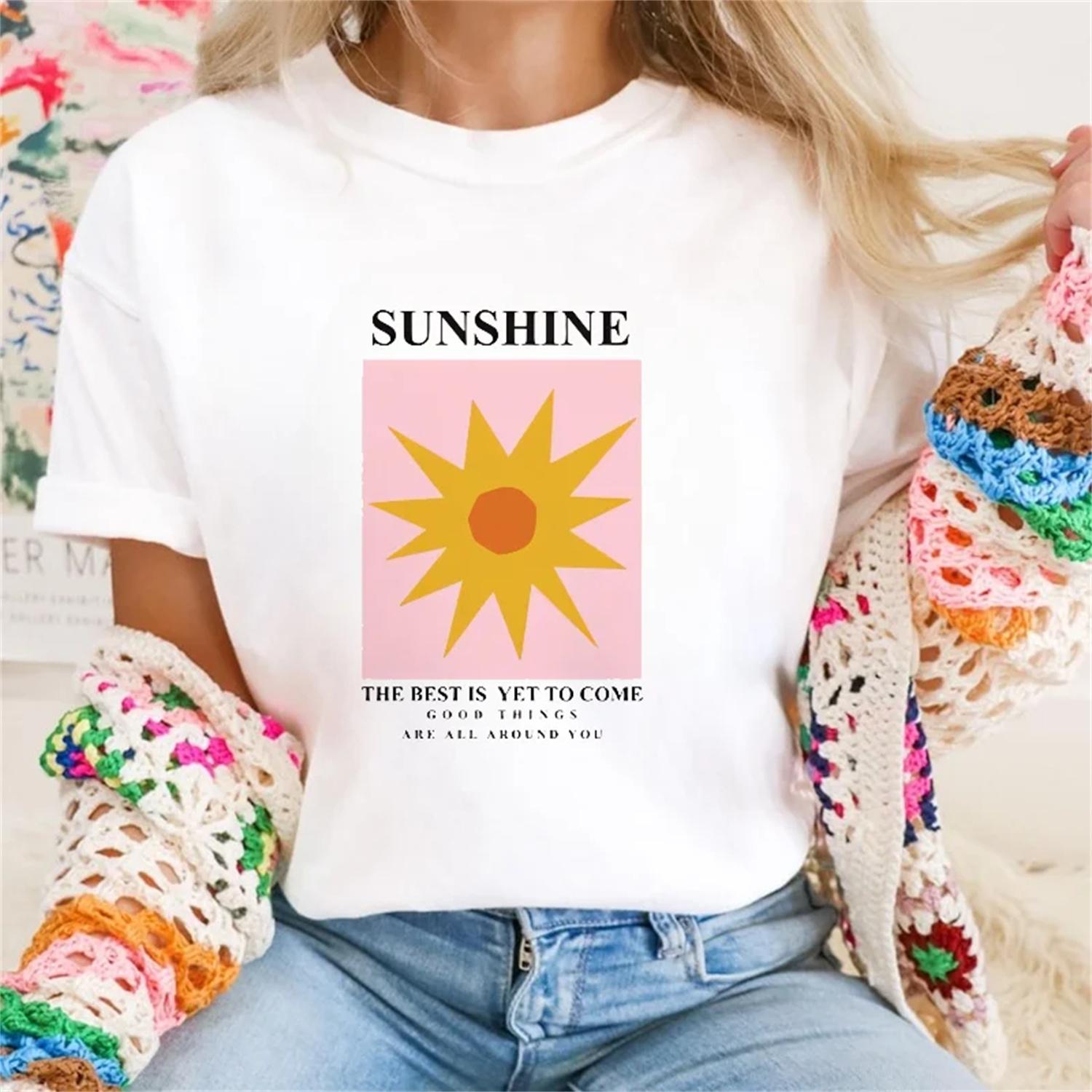 Cute Casual Printed Round Neck Women s T-Shirt Sweet Harajuku Women s Pattern Fashionable Clothing Printed Short Sleeved T-Shirt S