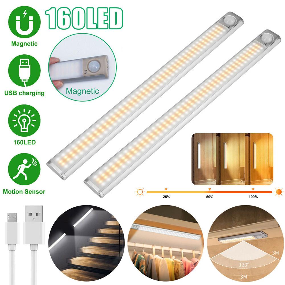 160led Usb Rechargeable Sensor Lamp Wireless Motion Sensor Closet Light Kitchen Cabinet Light