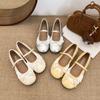 Lace Silver Ballet Single Shoes Women's New Inner Height Increase Bow Word with Little Mary Jane