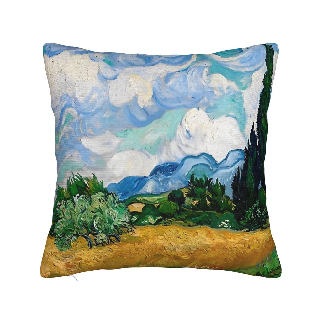 Mini Schnauzer Dog Van Gogh Starry Night Pillowcase Polyester Cushion Cover Decorations  Pillow Case Cover Sofa Square cm