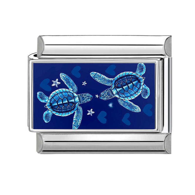 Fashion Whale Shell Starfish Jellyfish Blue Sea Italian Charm Links Fit 9mm Stainless Steel Bracelet Women Jewelry DIY Making