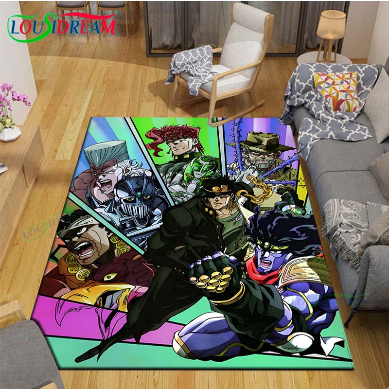 Tappeti Classici Cartone Animato J-JoJo's Bizarre Adventure Tappeto Antiscivolo per Soggiorno Tappetini per Camera da Letto dei Bambini Tappeto da Gioco Tappeto Grande Decorazione