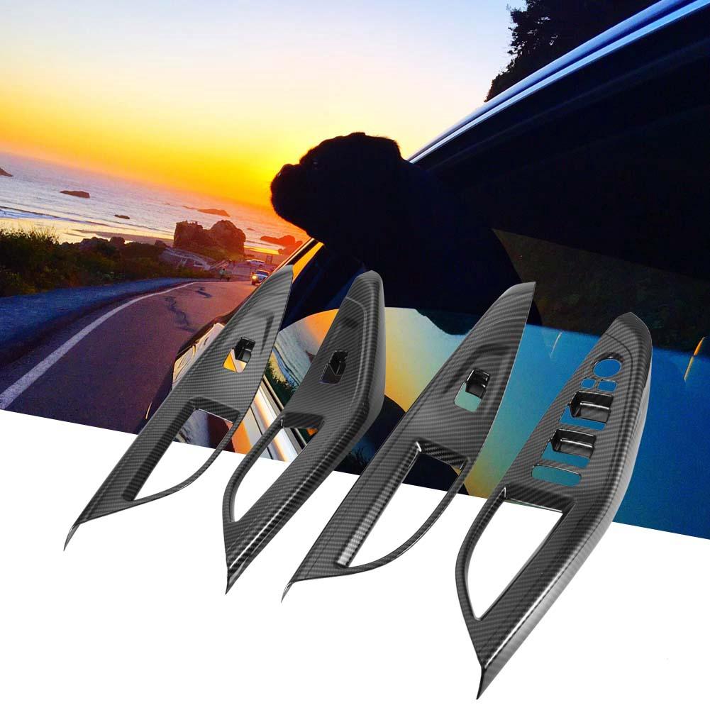 4Pcs Carbon Fiber Style Interior Window Lift Button Cover Trim Frame for Hyundai Lafesta 18-19