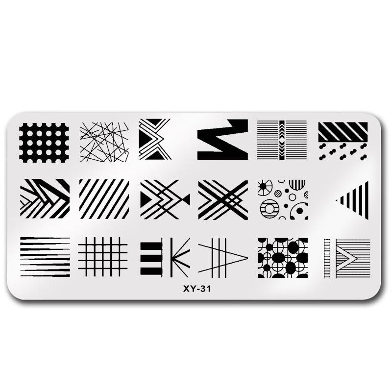 Japanese-Style Nail Art Stamping Plates - Rectangular Templates for Pattern Printing