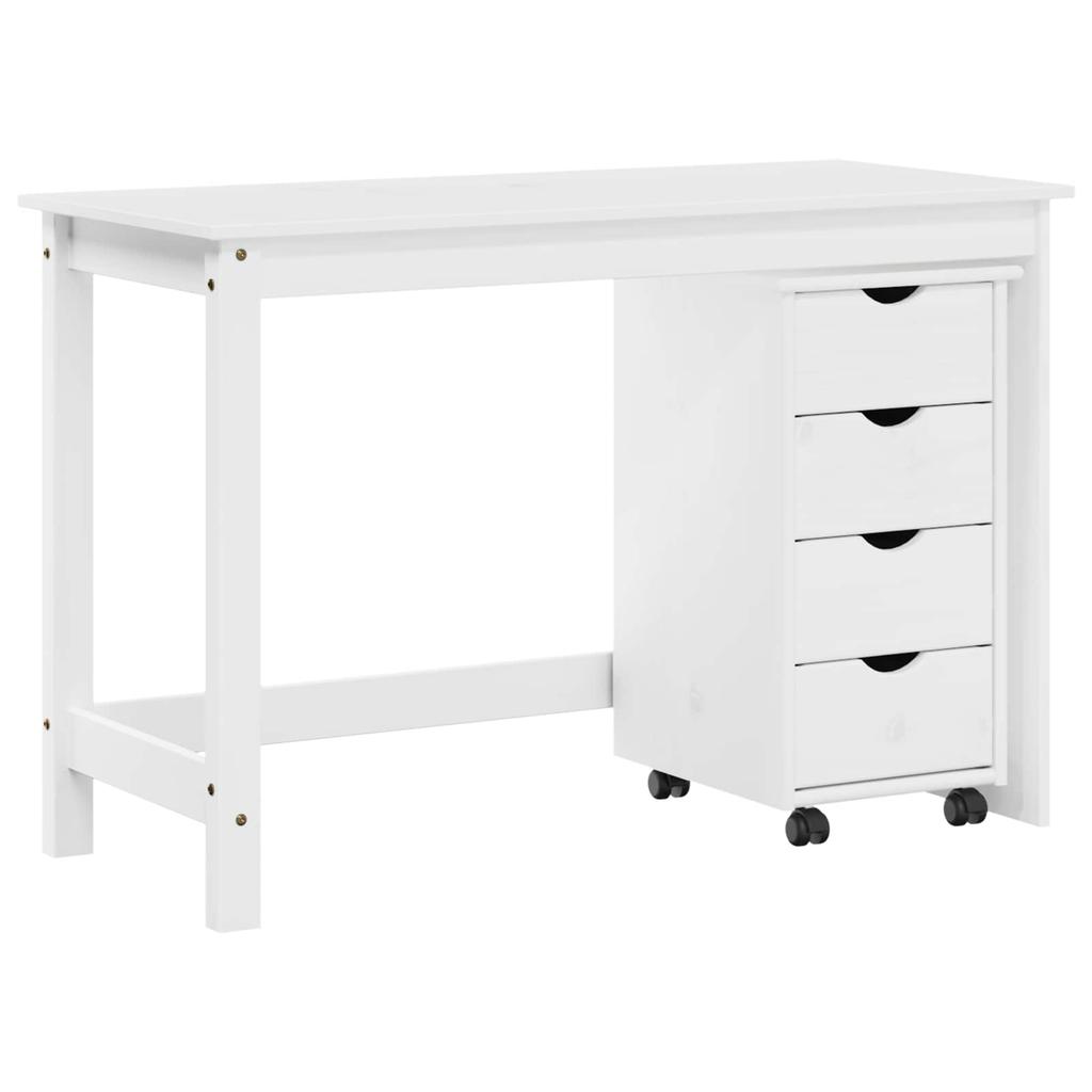 Desk Cabinet Set 2 Pieces White Solid Pine Wood
