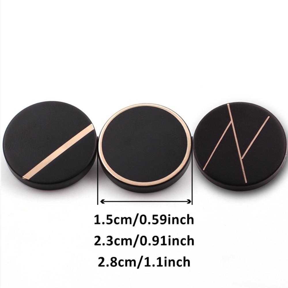 10Pcs Black Geometric Line Metal Buttons, 3 Sizes 15/23/28mm, Sewing Buttons for Coats & Blazers DIY, Durable Shank Buttons.