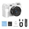 4K Mirrorless Digital Camera 18X Digital  75MP Front Rear Double Lens 9 Shoot Mode Portable USB Rechargeable Battery