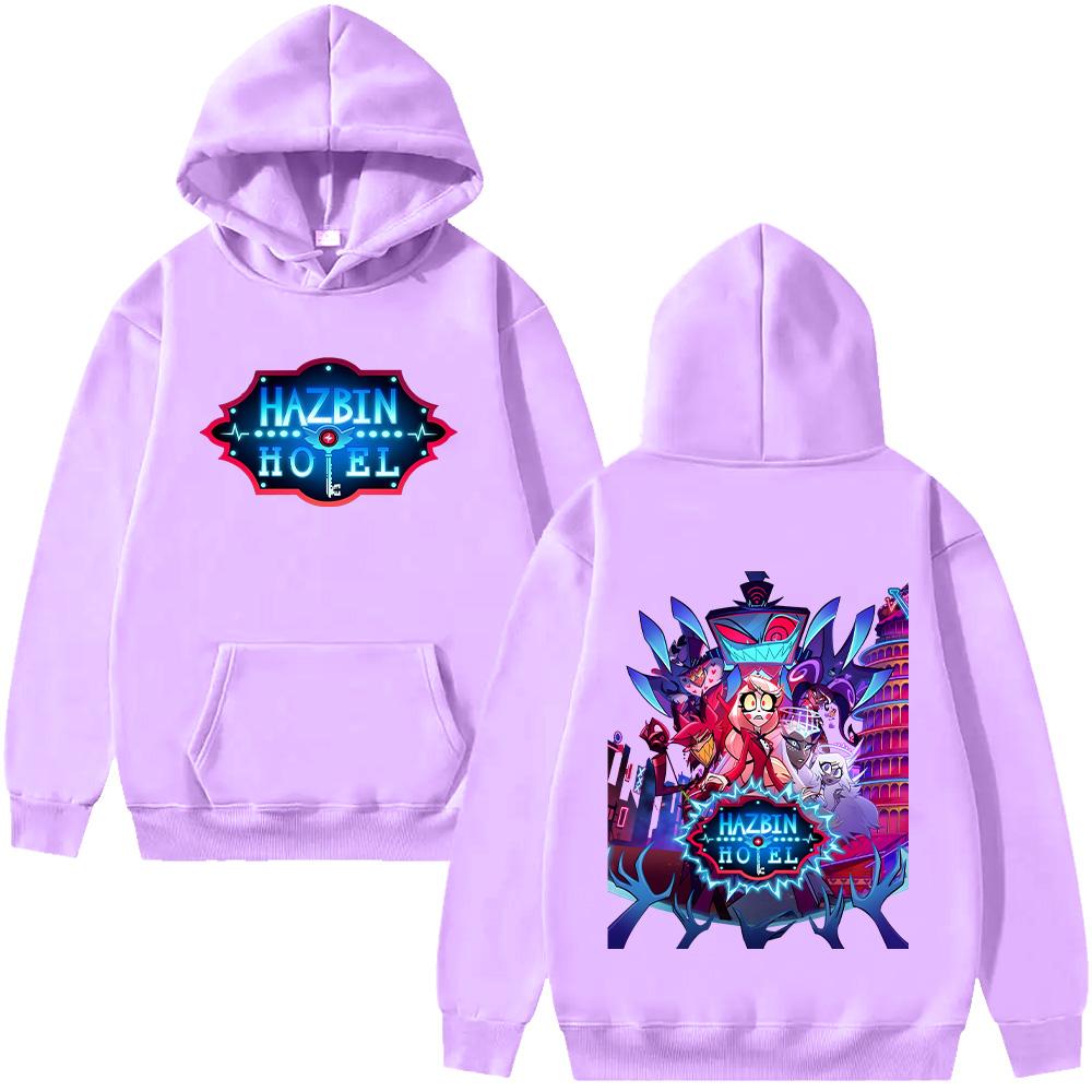 HazbinHotel 2 Cartoon Print Hoodie Men Fashion Anime Aesthetic Sweatshirt Fall Women Casual Harajuku Streetwear Pullover HipHop