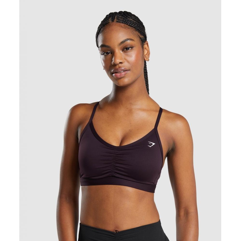 

GYMSHARK Спортивный бюстгальтер со сборками сливово-коричневый B2A7A NBZN XS