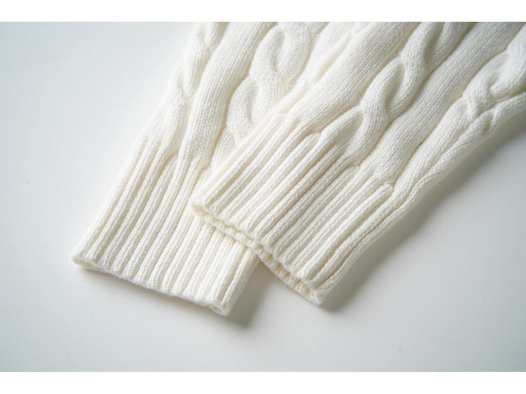 Herren Zopfmuster Pullover mit halbem Reißverschluss und gesticktem RL Pony Logo