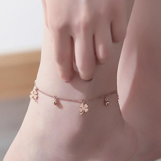 

Lucky Clover Bells Очаровательный браслет на ногу Цепочка для женщин Летние сандалии Браслет на щиколотке